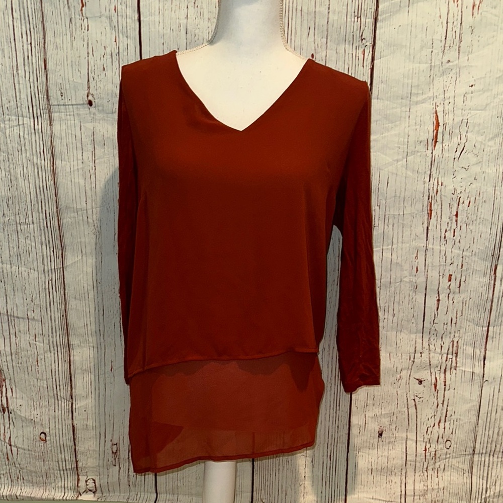 MICHAEL Michael Kors Red 3/4 Sleeve Relaxed Blouse
